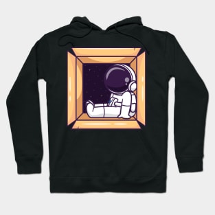 Cute Astronaut Sleeping In Box Cartoon Hoodie